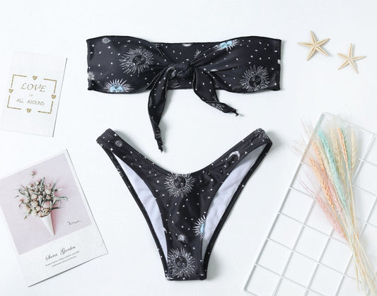 Bikini Print Split Tube Top Swimsuit Split Swimsuit Swimsuit - Aqova