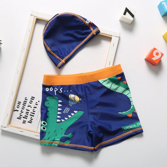 Cartoon Dinosaur Swimming Trunks Set for Boys - Fun & Colorful Swimwear - Aqova