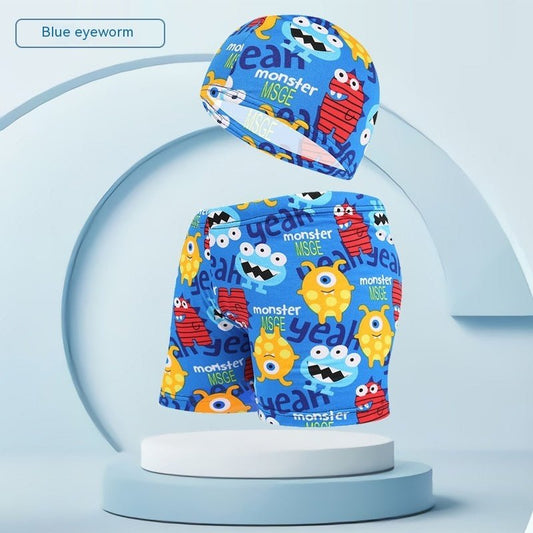 Children's Swim Trunks & Cap Set - Fun Dinosaur & Car Racing Designs - Aqova