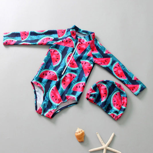 Cool Watermelon Children's Swimwear - Long Sleeve Baby Girl Beach Set - Aqova