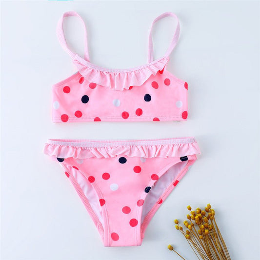 Cute Girls Split Swimsuit - Fashionable Nylon Swimwear for Summer Fun - Aqova