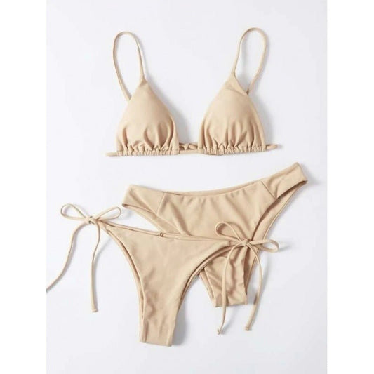 Explosive Bikini Solid Color Split Swimsuit Three - piece Set - Aqova