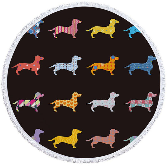 Geometric Dog Microfiber Beach Towel - Soft, Lightweight, Quick - Dry - Aqova