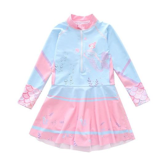 Girls' Dress - Style Long - Sleeved Swimsuit - Comfortable and Stylish Swimwear - Aqova