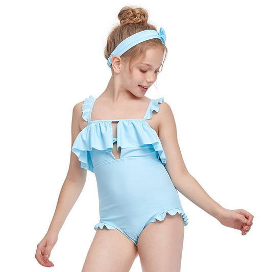 Girls One - Piece Flashing Swimwear - Colorful Lattice, High Elasticity - Aqova