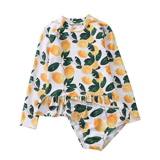 Girls' Sun Protection Two - Piece Swimsuit - Nylon Swimwear for Ages 1 - 10 - Aqova