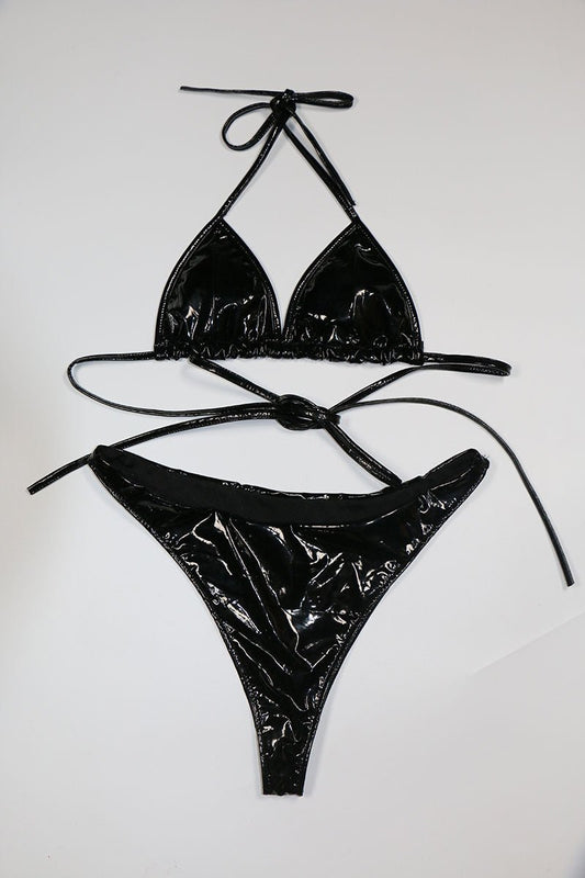 Lace - up Swimsuit Bikini Two - piece Set - Aqova