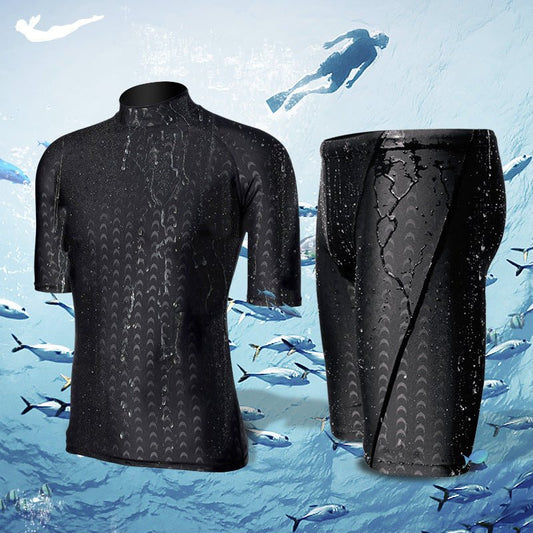 Men's Quick - Drying Snorkeling Swimsuit - Leopard Print Short Sleeve - Aqova