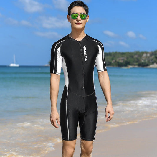 Men’s Short - Sleeved One - Piece Surfing Wetsuit - UV Protection & Comfort - Aqova
