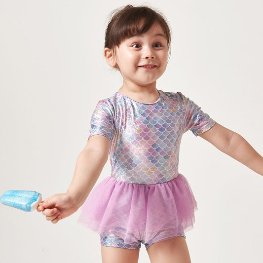 One - piece Sleeve Swimsuit Small, Medium and Big Kids' Boxer Skirt Hot Spring Swimsuit - Aqova