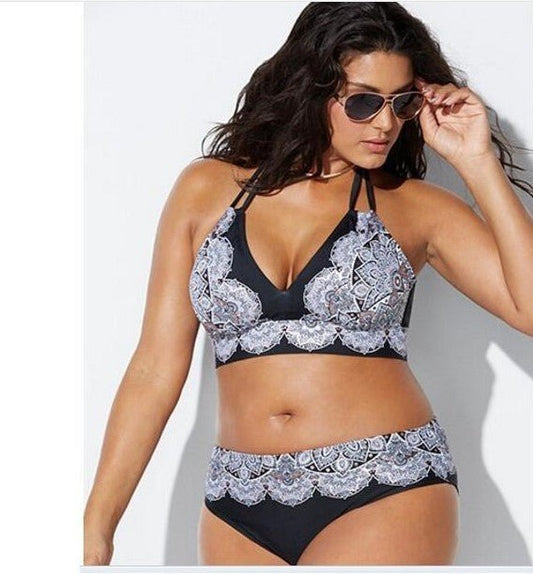 Printed Swimsuit Retro Bikini With Back Straps - Aqova