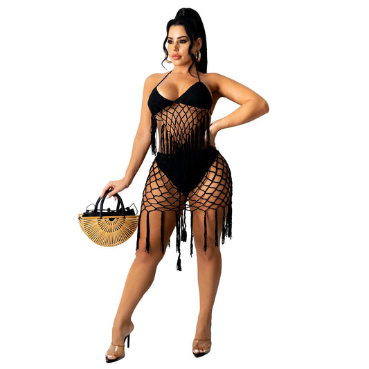 Seaside Blouse Knitted Casual Swimwear Set - Aqova