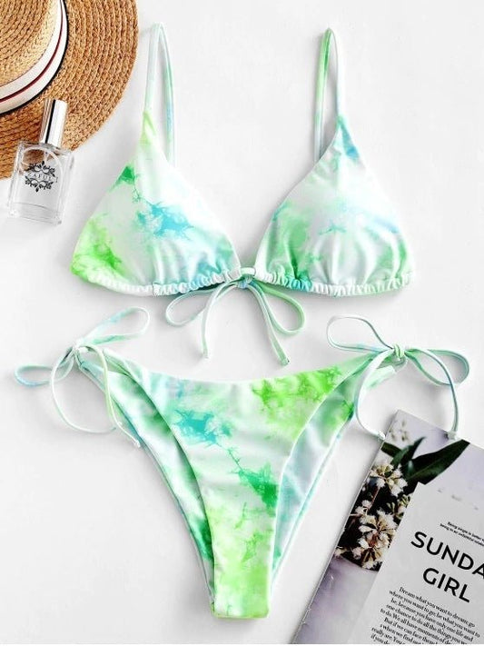 Sexy Halter Tie Dye Bikini Set - Aqova