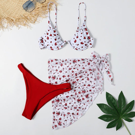 Sexy Leopard Print Three - Piece Swimsuit Set for Women - Stylish Swimwear - Aqova