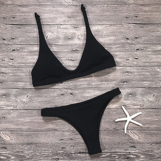 Sexy Women’s Solid Bikini Set - Perfect for Beach and Pool Fun - Aqova