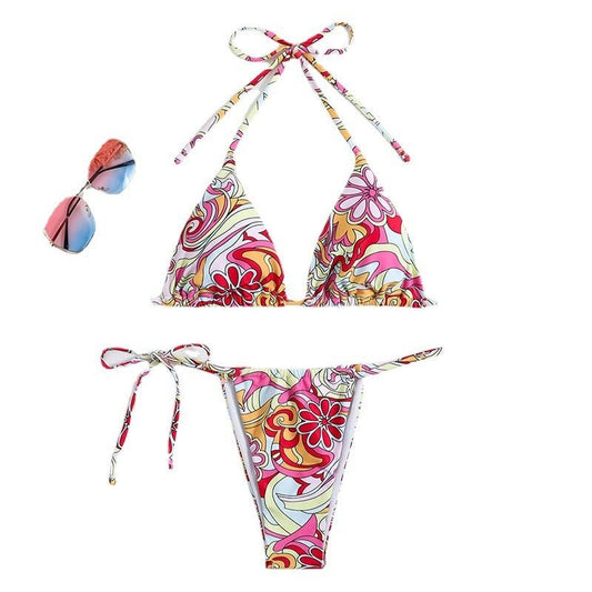 Stylish Triangle Printed Bikini Swimsuit for Women - Multi Sizes Available - Aqova
