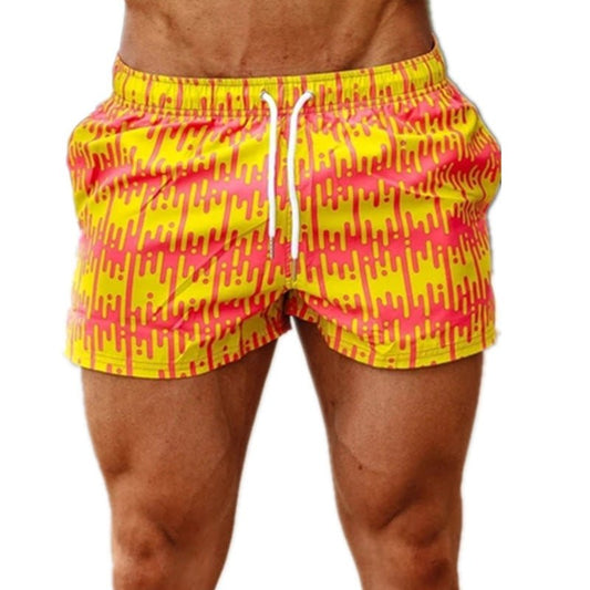 Summer Men's Loose Quick Dry Boxer Trunks - Beach Pants in Yellow - Aqova