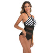 20 European And American Cross - Border Sexy One - Piece Mesh Stitching Swimsuits Amazon New Manufacturers Wholesale Plus Size Swimwear - Aqova