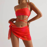 3pcs Tie Dye Print Bikini Set - Summer Beach Swimwear for Women - Aqova