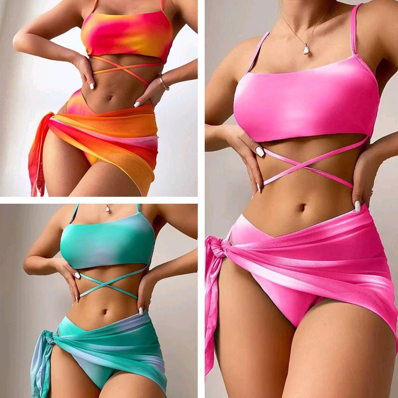 3pcs Tie Dye Print Bikini Set - Summer Beach Swimwear for Women - Aqova