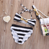 Adorable Baby Girl Striped Bow Bikini - Perfect Beachwear for Ages 2 - 7 - Aqova