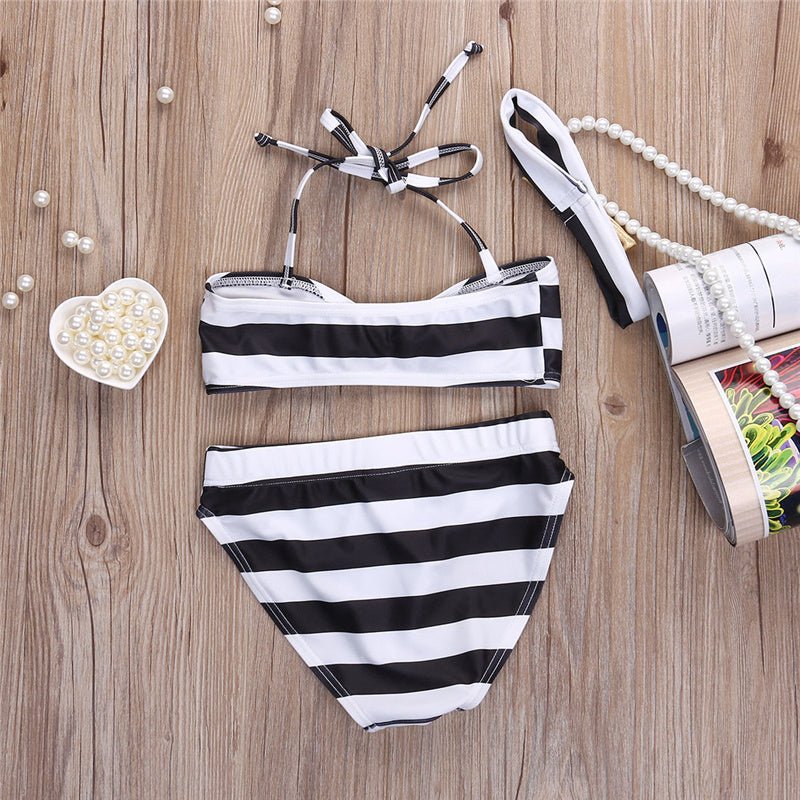 Adorable Baby Girl Striped Bow Bikini - Perfect Beachwear for Ages 2 - 7 - Aqova