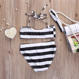 Adorable Baby Girl Striped Bow Bikini - Perfect Beachwear for Ages 2 - 7 - Aqova