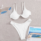 AliExpress Independent Station Cross - border European And American Solid Color Sexy Split Bikini Swimsuit Women - Aqova