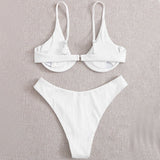 AliExpress Independent Station Cross - border European And American Solid Color Sexy Split Bikini Swimsuit Women - Aqova
