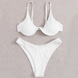 AliExpress Independent Station Cross - border European And American Solid Color Sexy Split Bikini Swimsuit Women - Aqova