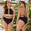 Amazon Foreign Trade Large Size 5XL New Black Sexy Bikini High Waist Slim Body Covering Belly Sexy Bikini - Aqova