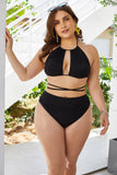 Amazon Foreign Trade Large Size 5XL New Black Sexy Bikini High Waist Slim Body Covering Belly Sexy Bikini - Aqova