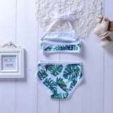 Baby Girls 2PCS Summer Swimsuit - Cute Leaf Print Kid's Swimwear - Aqova