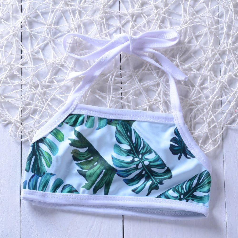 Baby Girls 2PCS Summer Swimsuit - Cute Leaf Print Kid's Swimwear - Aqova