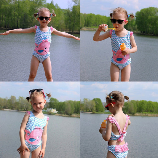Baby Girls Swimwear Watermelon Swimsuit Swimming Beach Bathing Bikini Cute Summer One - piece Swimming Costume - Aqova