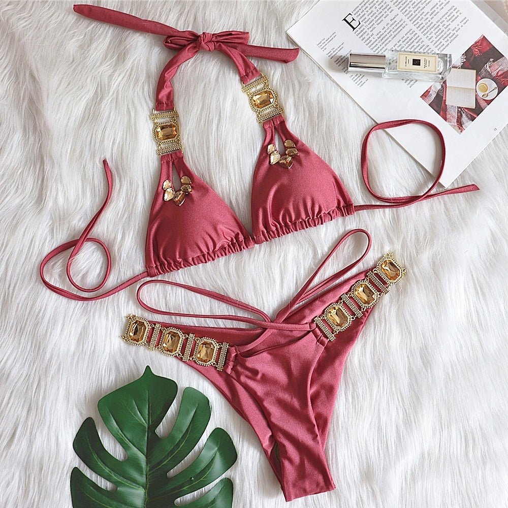 Bandage Split European and American Retro Swimsuit Women - Aqova