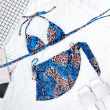 Beautiful Ladies Split Swimsuit Leopard Print Sexy Three - piece Bikini Swimsuit - Aqova