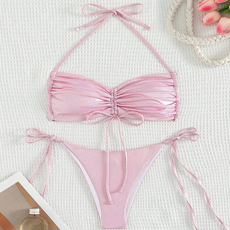 Bikini Drawstring Strap Swimsuit Reflective Women - Aqova
