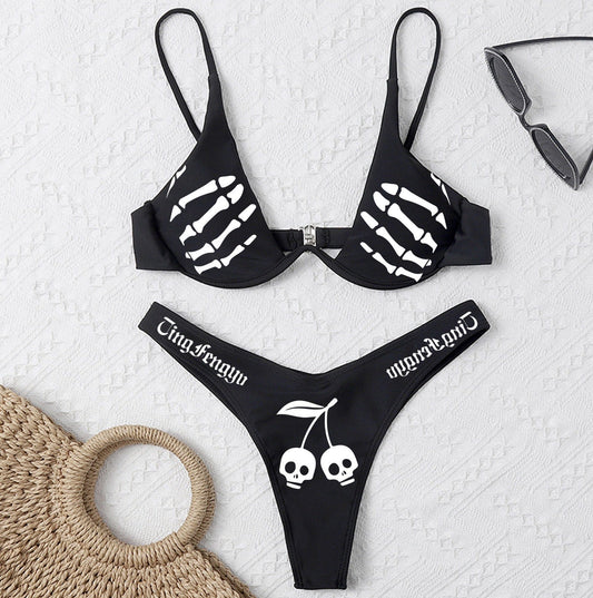 Bikini Offset Printing Funny And Sexy, One Underwire Gathers Swimsuit Women - Aqova