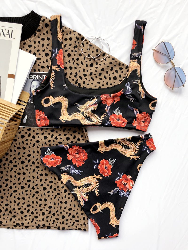 Bikini Print Swimsuit Thin Belt Briefs - Aqova