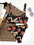Bikini Print Swimsuit Thin Belt Briefs - Aqova