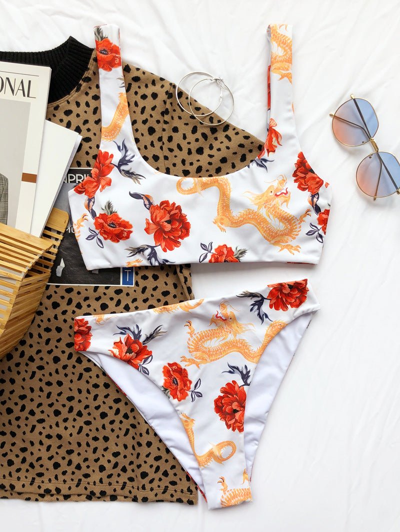 Bikini Print Swimsuit Thin Belt Briefs - Aqova