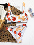 Bikini Print Swimsuit Thin Belt Briefs - Aqova