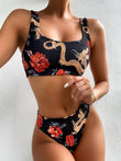 Bikini Print Swimsuit Thin Belt Briefs - Aqova