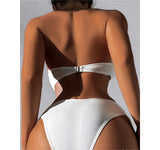 Bikini Swimsuit Women's Sexy Tube Top Solid Color High Waist Swimsuit - Aqova