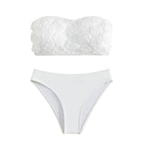 Bikini Swimsuit Women's Sexy Tube Top Solid Color High Waist Swimsuit - Aqova
