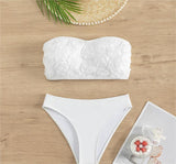 Bikini Swimsuit Women's Sexy Tube Top Solid Color High Waist Swimsuit - Aqova