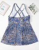 Blue Leopard Print Halter Bikini - Aqova