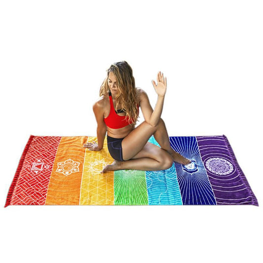 Bohemia India Mandala Blanket - Versatile Beach Yoga Mat & Sofa Cushion - Aqova