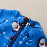 Boys' Blue Shark One - Piece Romper - Short Sleeve Swimwear - Aqova
